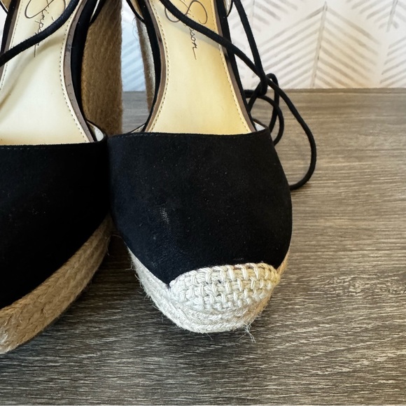 Jessica Simpson Lace Up Black Wedge Sandals - Picture 6 of 8